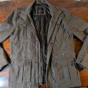 Marc Anthony Men’s Grey Herringbone Wool Blend Field Coat Size L